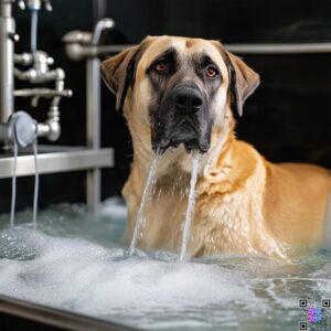 Anatolian Shepherd Boxer Mix bathing