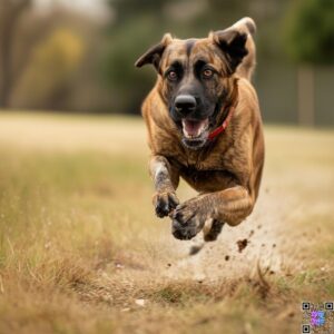 Brown Anatolian Shepherd Mix Brindle Mix jumping